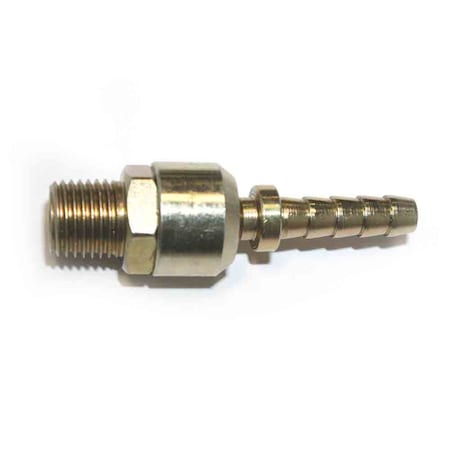 Interstate Pneumatics Steel Hose Barb Ball Swivel Fitting, Connector, 1/4 Inch Swivel Barb X 1/4 Inch NPT Male End FMBS44
